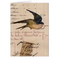 Vintage Bird and Ledger Paper Digital Art