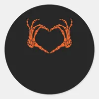 Skeleton Hand Heart Sign Costume Halloween Design Classic Round Sticker