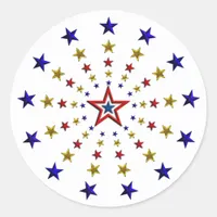 Pattern of Patriotic Stars Classic Round Sticker