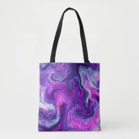 Purple, Blue, Pink Marble Fluid Art Tote Bag