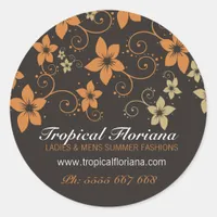 Tropical Floral Fashion Business Promotion Sticker