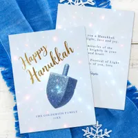 Sparkling Dreidel Hanukkah Holiday Card