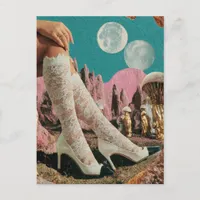 Surreal Sexy Legs in Lace and Heels Collage  Postcard