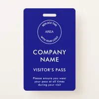 Visitors Pass Company Name Logo Blue Badge