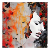  Woman and Butterflies Messy Painting Acrylic Print