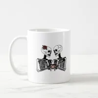 Romantic Skeleton Couple Gothic With Heart Hands Coffee Mug