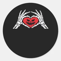 Skeleton Hands A Heart Spooky Halloween Classic Round Sticker