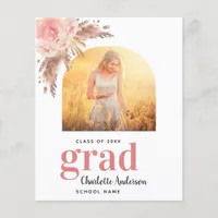 Pampas grass blush graduation announcement card