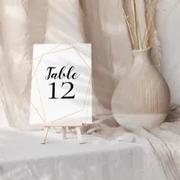 Elegant Simple Gold Geometric Frame Wedding Table Number