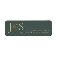 Simple Elegance Wedding Initials Green ID1022 Label