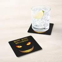 Scary Eyes and Crazy Smile Halloween  Square Paper Coaster