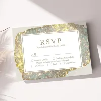 Modern Iridescent Holographic Glitter Wedding RSVP