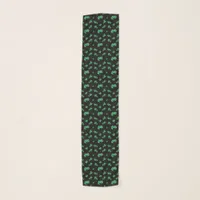 Gradient Green Irish Shamrock Pattern on Black Scarf