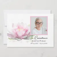 Pink Water Lily Flower Death Anniversary Memorial Invitation