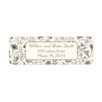 Botanical Sketch Wildflower Boho Return Address Label