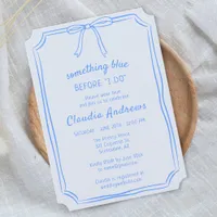 Elegant "Something Blue" Bow Sketch Bridal Shower  Invitation