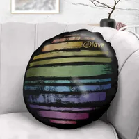 Equality Love Rainbow Brush Strokes LGBTQ ID656 Round Pillow