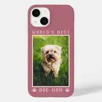 World's Best Dog Mom Pink Paw Prints Cute Photo Case-Mate iPhone 14 Case