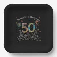 Chalkboard Doodles 50th Anniversary Personalized Paper Plates