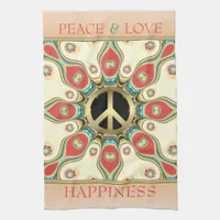 Peace Love Groovy Flower Tea Towel