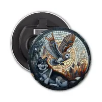 Owl and Wolf Mosaic Nature Ai Art   Bottle Opener