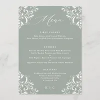 Elegant Sage Green Vintage Wedding Menu