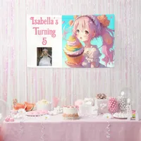 Personalized Pretty Anime Girl Pink and Blue Banner