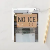 no ice sign in a window postcard