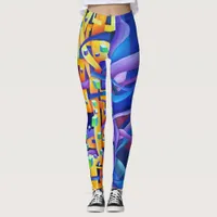 Abstract cubes purple leggings