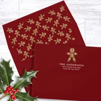 Gingerbread Man Red Return Address Christmas Envelope