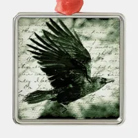 Raven 9 metal ornament