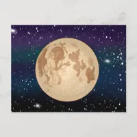 Hand drawn Full Moon and Sparkling Stars   Postcard