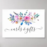 Hot-Pink Watercolor Floral Wedding Cards and Gifts Poster