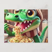 Cute Kawaii Alligator Eating Ramen Postcard