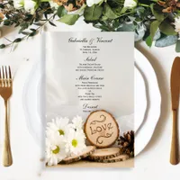 Rustic White Daisies Woodland Wedding Menu