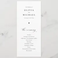 Elegant Simple Black & White Heart Wedding Program