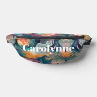 Abstract Swirl Pattern White Text Fanny Pack