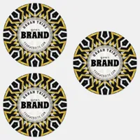 Tribal Aztec Gold Sun Black+White Brand Sticker