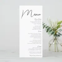 Minimalist Modern Wedding  Menu