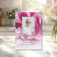 Pink Peony Flower Funeral Service Memorial Folded Program