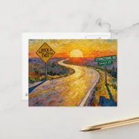 Road Journey Rock and Roll Never Ends Stringtown  Postcard