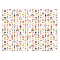 Hearts and Flowers Red and Black Cute Minimalist Tissue Paper