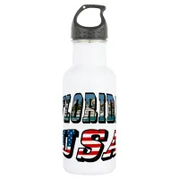 Florida State and USA Flag Text Water Bottle