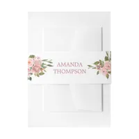 Watercolor floral Blush and Rose Gold Invitation Belly Band