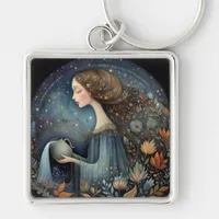 Aquarius Water Bearer Zodiac Astrology Birthday Keychain