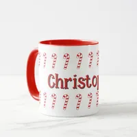 Mug - Red Candy Canes with Name