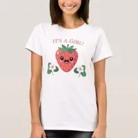 Kawai Strawberry Baby Shower Mom To Be It's A Girl T-Shirt