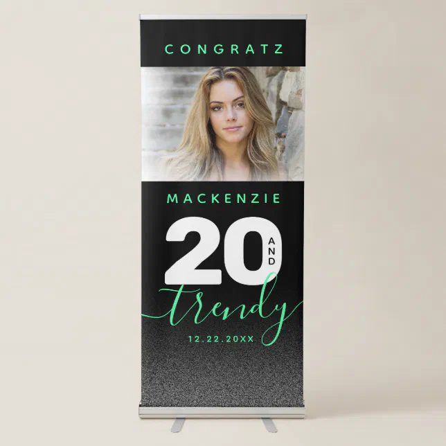 Modern Girly Mint Green 20 and Trendy Retractable Banner