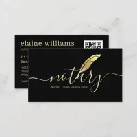 Elegant Black Gold Notary Loan Signing Agent    Business Card