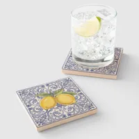 Dolce Vita Meditarrean Blue & Lemons Italian Tiles Stone Coaster
